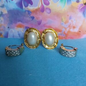 Vintage Estate Earrings Lot Of Two Pairs